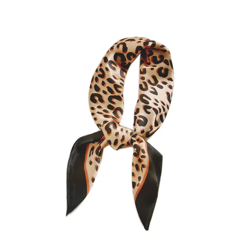 

2021 New Fashion Shawl Scarves For Women Leopard Print Silk Satin Hijab Scarf Female Wraps 70*70cm Square Shawls Bandana Scarfs