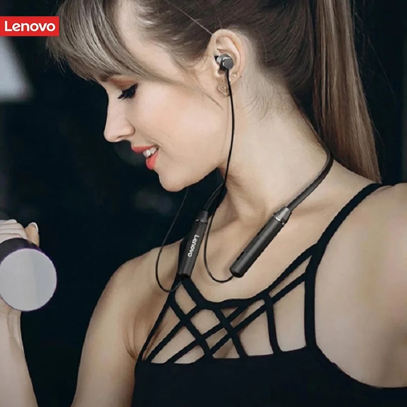 Беспроводные Bluetooth наушники Lenovo HE05 магнитные с шейным ремешком IPX5