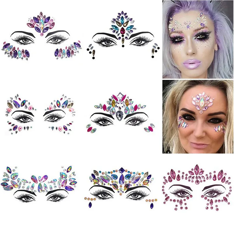 Фиолетовая серия блестящие акриловые наклейки для лица женщин и девушек