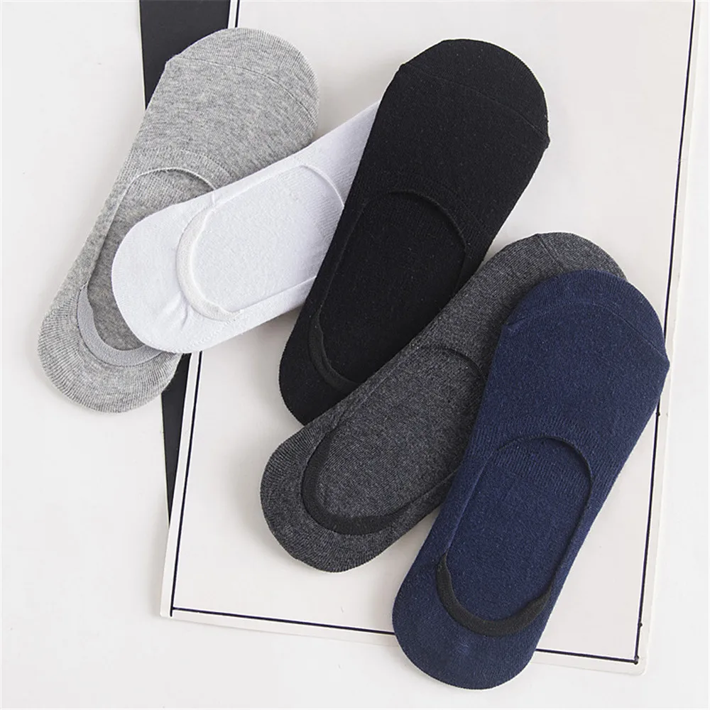 

1-5Pair Solid Color Boat Socks for Men Invisible Cotton Casual Breathable Ankle Sock Fashion Low Cut Sox Footwear