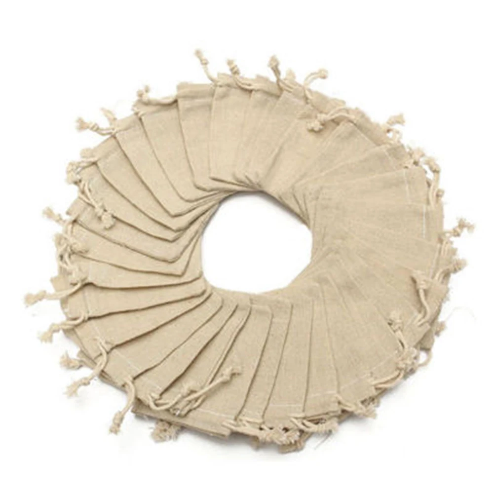 Джутовые мешочки на шнурке подарочные для украшений рождественский подарок дома