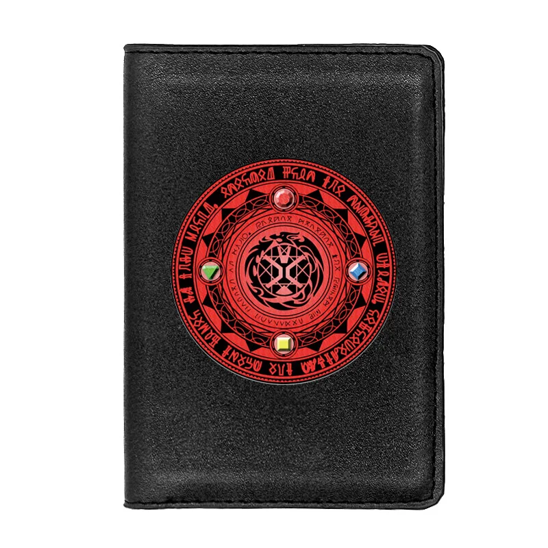 

Philosopher's Stone Alchemist Passport Cover Leather Men Women Slim ID Card Holder Pocket Wallet Case Travel Accessories