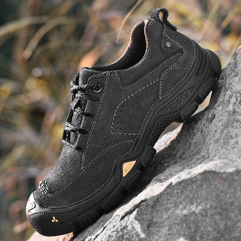 Harga Kualitas Tinggi Desainer Populer Hiking Sepatu Pria Nubuck Kulit Asli Sepatu Outdoor Ankle Boots Mewah Pria Sepatu Retro