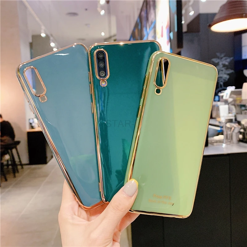 luxury plating mirror phone case for samsung galaxy a02 a50 a70 a7 2018 a30 a20 a20s galaxi a 50 70 soft silicone back cover free global shipping