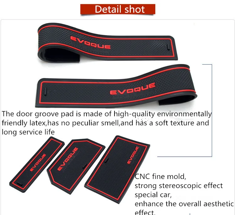 

8pcs Interior Non-slip Door Slot Mat Pad Cup Holder For Range Rover Evoque 2012 High Quality Latex
