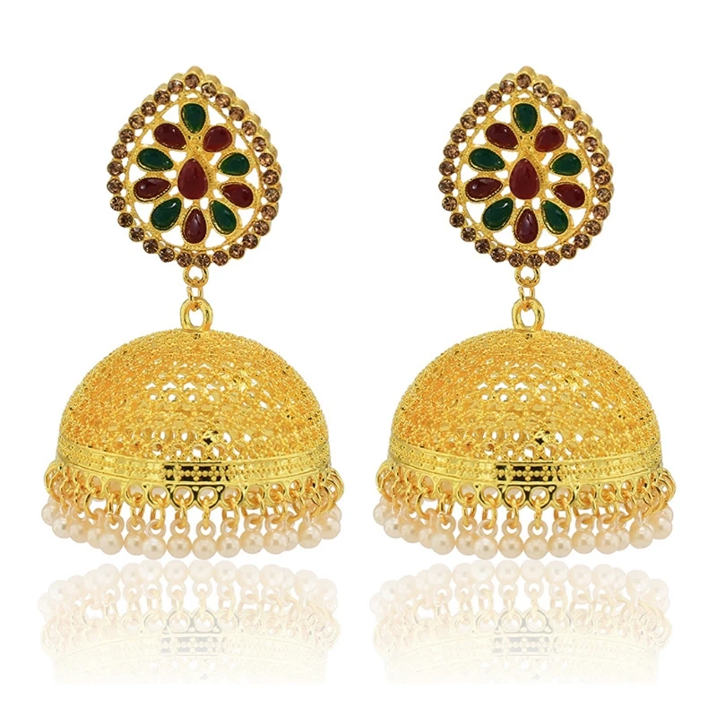 

Indian Ethnic Golden Wedding Vintage Bollywood Gypsy Gold Plated Boho Bell Ear Rings Traditional Jhumka Jhumki Women Earrings