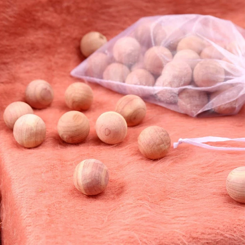 

Cedar Balls for Closets and Drawers Natural Cedar Balls for Clothes Storage 48PCs with 2 Satin Bags