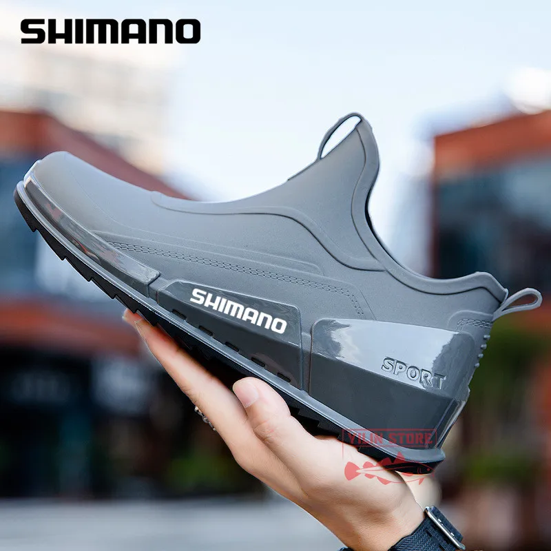 

Мужские резиновые ботинки для рыбалки Shimano, водонепроницаемые полусапожки, Нескользящие, плоская подошва, Повседневная резиновая обувь