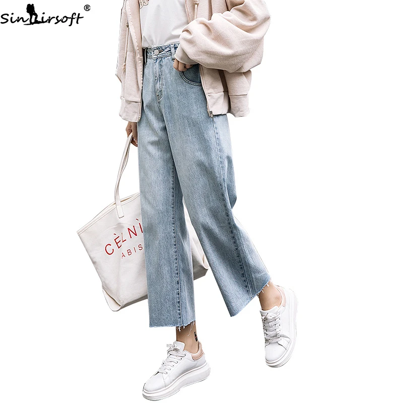 2019 осенние новые свободные тонкие модные трендовые эластичные джинсы с высокой