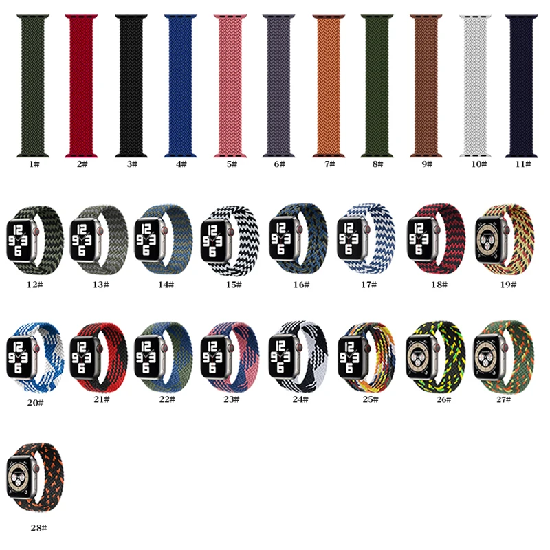 

Braided Solo Loop Nylon fabric Strap For Apple Watch band 44mm 40mm 38mm 42mm Elastic Bracelet Correa iWatch Series 6 SE 5 4 3 2