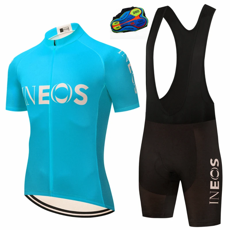 

Cycling Jersey Set Breathable Team Bicycling Maillot Bottom Zipper Polyester Long sleeve 2021 INEOS Cycling Team Jersey