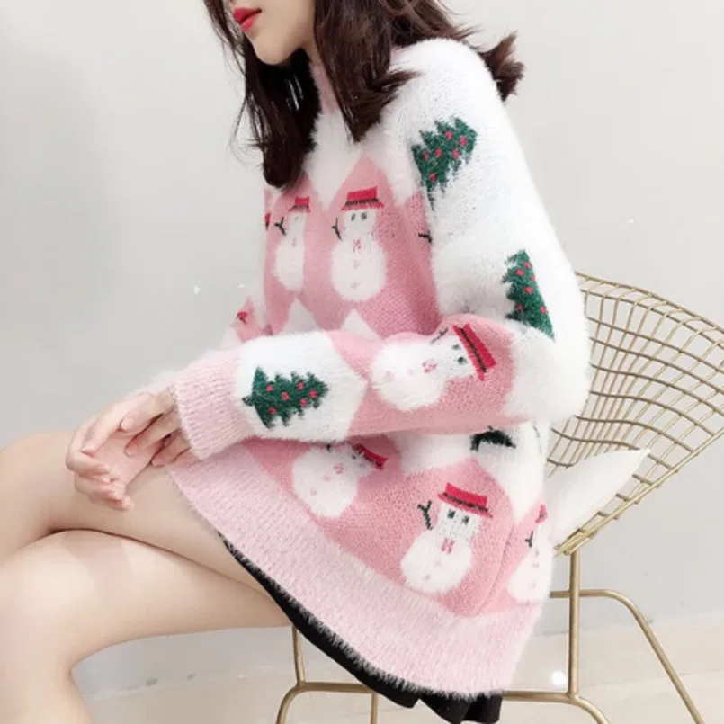 

2020 autumn and winter printed Christmas sweater women Korean version loose hooded sweet sweater student trendy fashion women