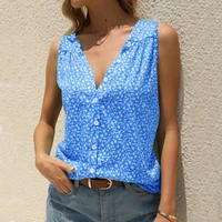 summer print sexy blouse women clothes 2021 new fashion v neck streetwear casual tops female plus size sleeveless shirt blusas