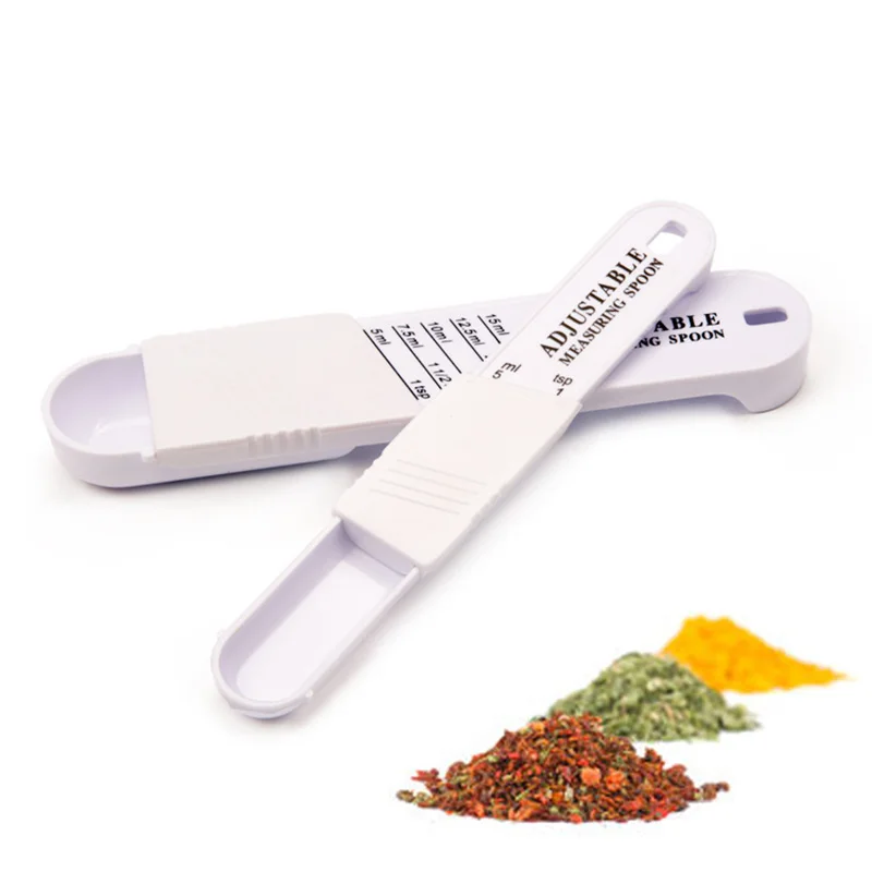 

Adjustable Plastic Measuring Spoon Seasoning And Seasoning Combination Measuring Spoon Baking Tools Kitchen Accessories 2pcs