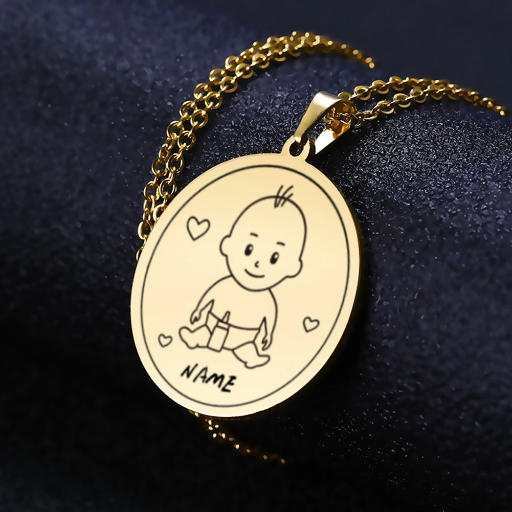 Ожерелье из нержавеющей стали под заказ с именем ребенка | Украшения и аксессуары