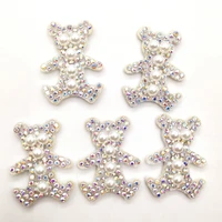 30pcs 2 5x3 5cm padded pearl bear applique for diy clothes hat shoes headwear hair clips decor patches