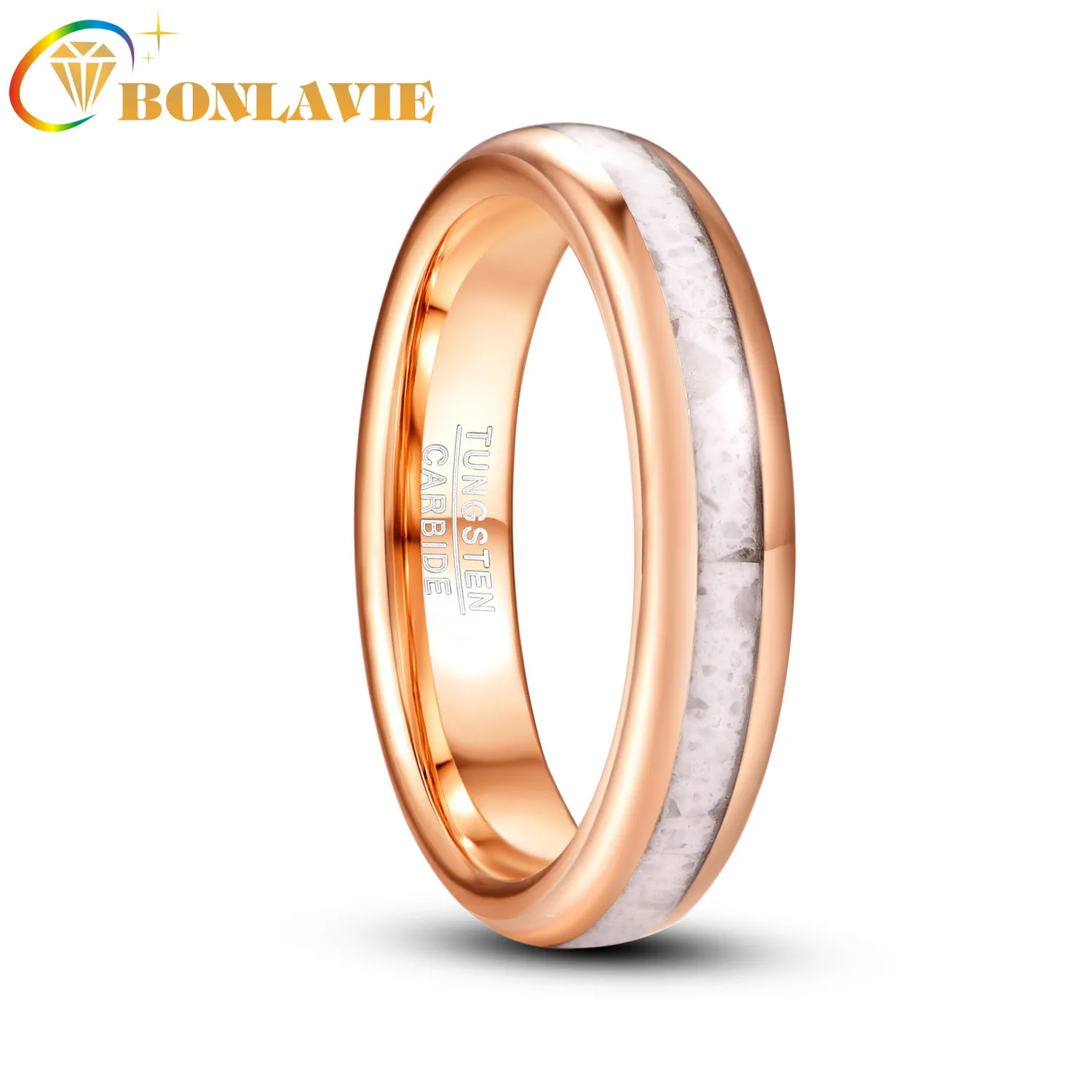 

BONLAVIE 4 мм белое Мраморное электрическое кольцо из розового золота Вольфрамовая сталь мужское кольцо Мужские кольца обручальные кольца
