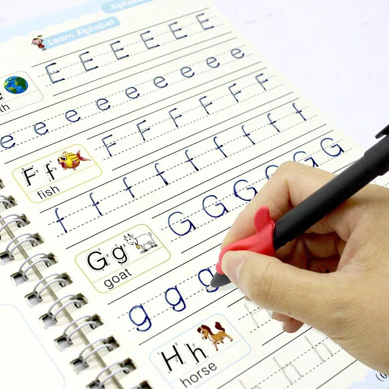 Juego de libros reutilizables para ni&ntilde;os, set de 4 libros para Aprender caligraf&iacute;a, libros de pr&aacute;ctica de escritura, juguete Montessori para beb&eacute;s-2