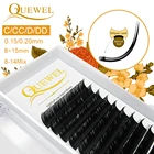 Ресницы Quewel плоские для наращивания, матовые плоские овальные черные матовые мягкие шелковые накладные, Индивидуальные CCCDDD Curl LM