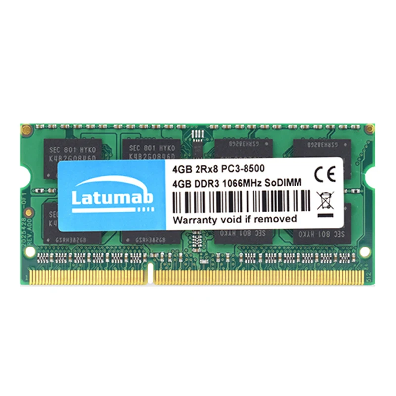 Оперативная память DDR3 Latumab 4 ГБ 8 16 1066 МГц для ноутбука 204 контактов SODIMM 1 5 в Память