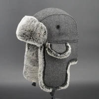 bomber hat faux fur earflap russian ushanka for men women thicken warm wool winter hats trapper ear flaps