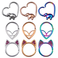 1pc nose ring hoop septum rings copper cartilage earring piercing helix ear stud elephant alien shaped tragus body jewelry 18g