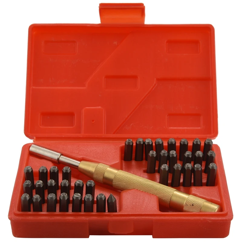 

38Pc/Set Automatic Letter Number Stamping Metal Punch Stamp Tools Kit For Plastics Leather Mark
