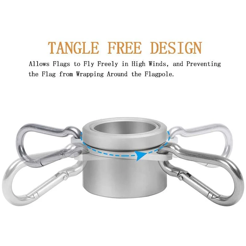 

4 Piece of Aluminum Alloy Flagpole Ring, 360 Degree Rotation Mounting Ring for Flagpole Diameter 0.75-1.02 Inches Silver