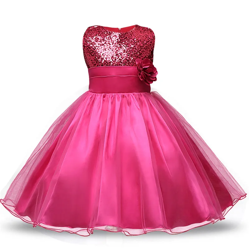 

Popular Flower Girl Dresses For Weddings Elegant Gown 0-12 Age Designer Kids Sequins Tutu Baby Children Flower Dresses