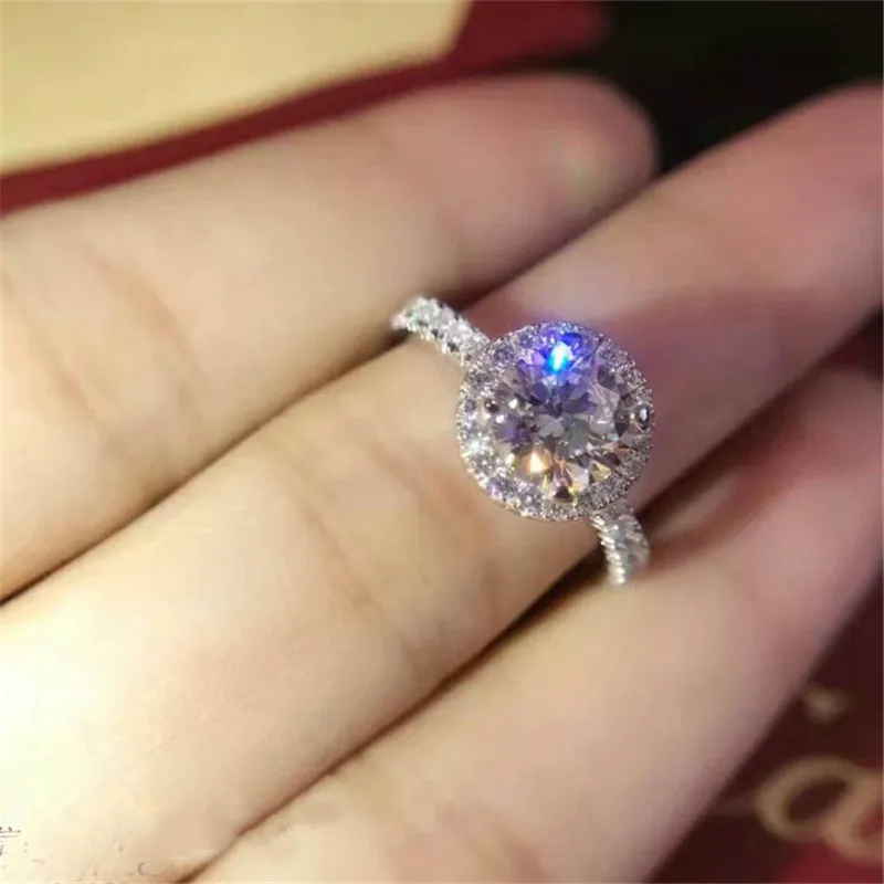 Белое золото Цвет круглые кольца для женщин AAA стразы ювелирные изделия в