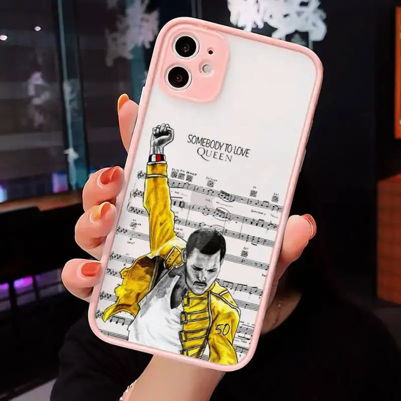 

Freddie Mercury Queen band Phone Cases matte transparent For iphone 7 8 11 12 plus mini x xs xr pro max cover
