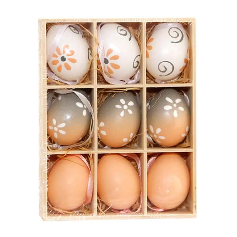 9 шт Набор пасхальных пластиковых яиц искусственные Красивые Висячие яйца для