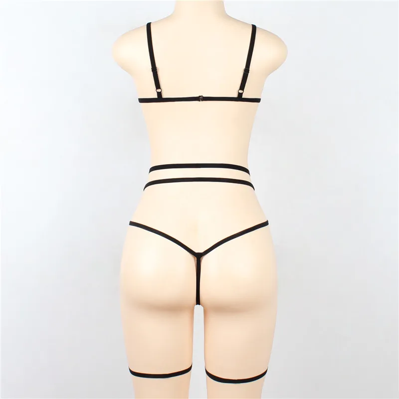 

2Pcs Women Sexy Lingerie Set Adjustable Spaghetti Strap Flower Embroidery Bra Thong Lace Erotic Lingerie Babydoll Sleepwear