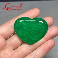40x50mm heart shape natural crystal add glass green color and paraiba color loose stone