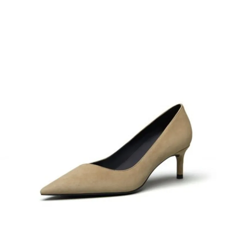 

classic shoes women pumps flock basic pointed toe office commute 5.5cm thin high heels work ladies dress shoes