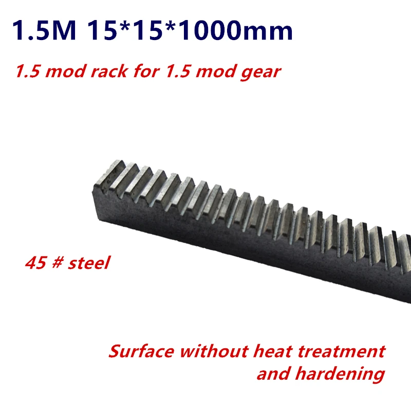 

1Pc 1.5Mod 15*15*1000mm rack straight teeth 1.5 Modulus High Precision Gear Rack steel Gear Rack Precision CNC Rack Toothed rack