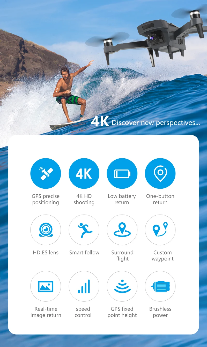 XKJ Дрон K20 бесщеточный мотор 5G gps Дрон с 4K HD двойной камерой Профессиональный складной Квадрокоптер 1800 м радиоуправляемая игрушка