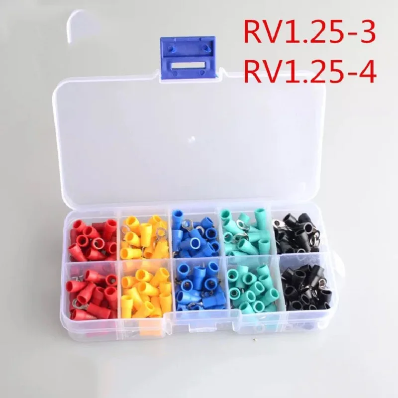 200 шт. RV1.25 3 соединителя провода электрические обжимной терминал 4 кабель провод