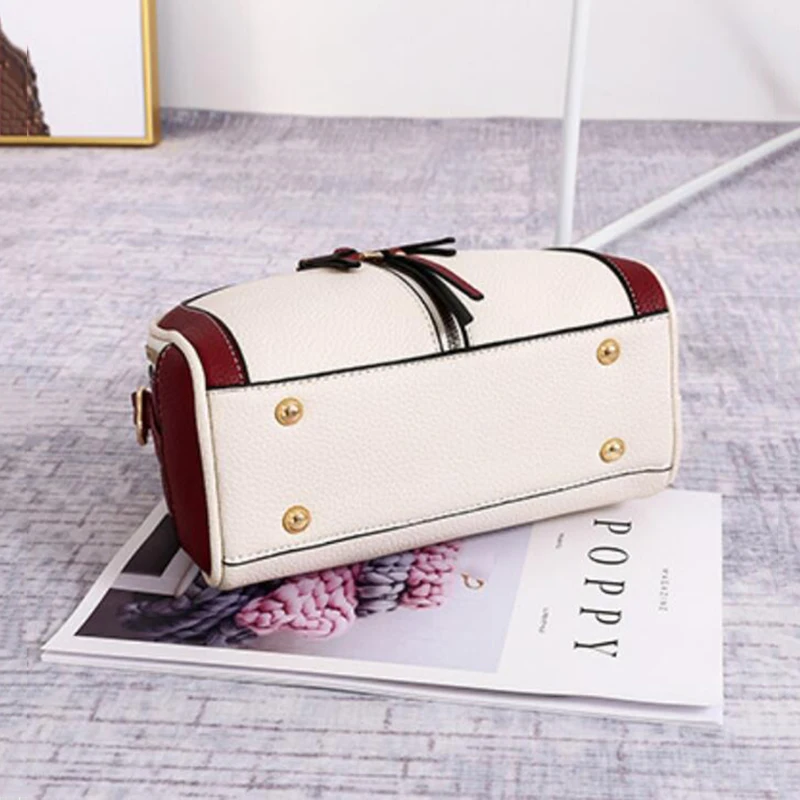 

Yogodlns Fashion Stitching Shoulder Bag Women PU Leather Handbag Luxury Crossbody Bag New Chains Square Bag Lady Purse sac main