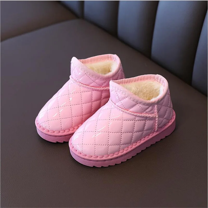 

2021 hot child snow boots winter plus velvet thickening Leather boots Boys Girls waterproof non-slip Low tube Warm boots 26-37