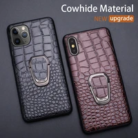 genuine leather phone case for iphone 12 mini 11 pro for apple 6 6s 7 8 plus 9 x 11 max xr se2 crocodile texture cowhide bracket