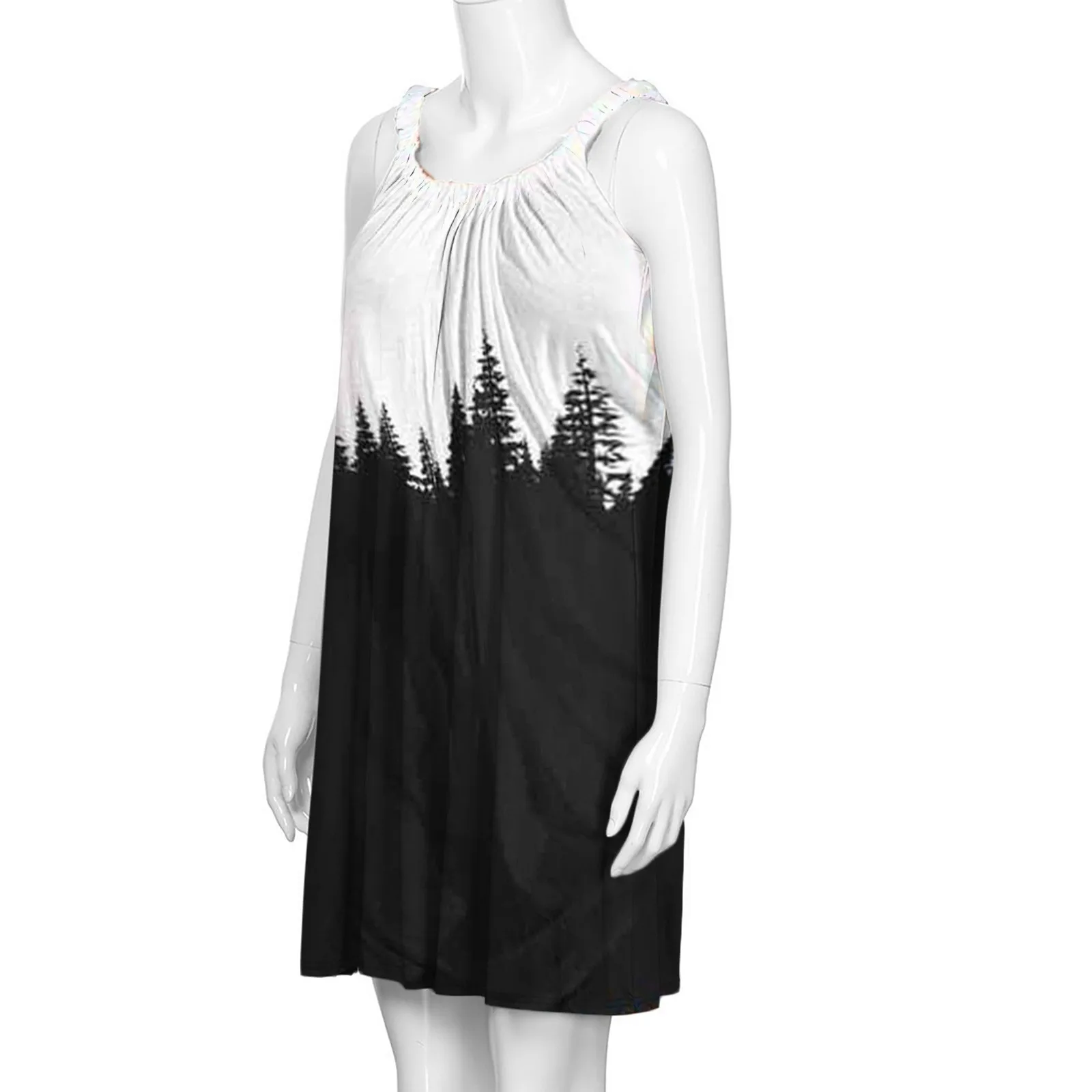 

Sagace 2021 New Summer Beach Dress Women's Fashion Sexy Sleeveless Cute Cartoon Print Hem Loose