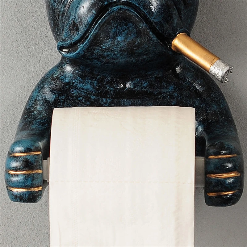 Поднос держатель для туалетной бумаги с бульдогом из смолы без отверстий коробка