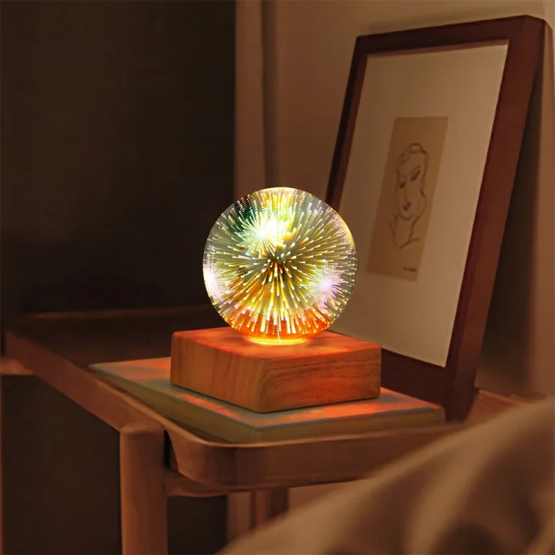 

LED plug-in 3d fireworks small night light bedroom usb colorful starry atmosphere light table lamp small night lamp