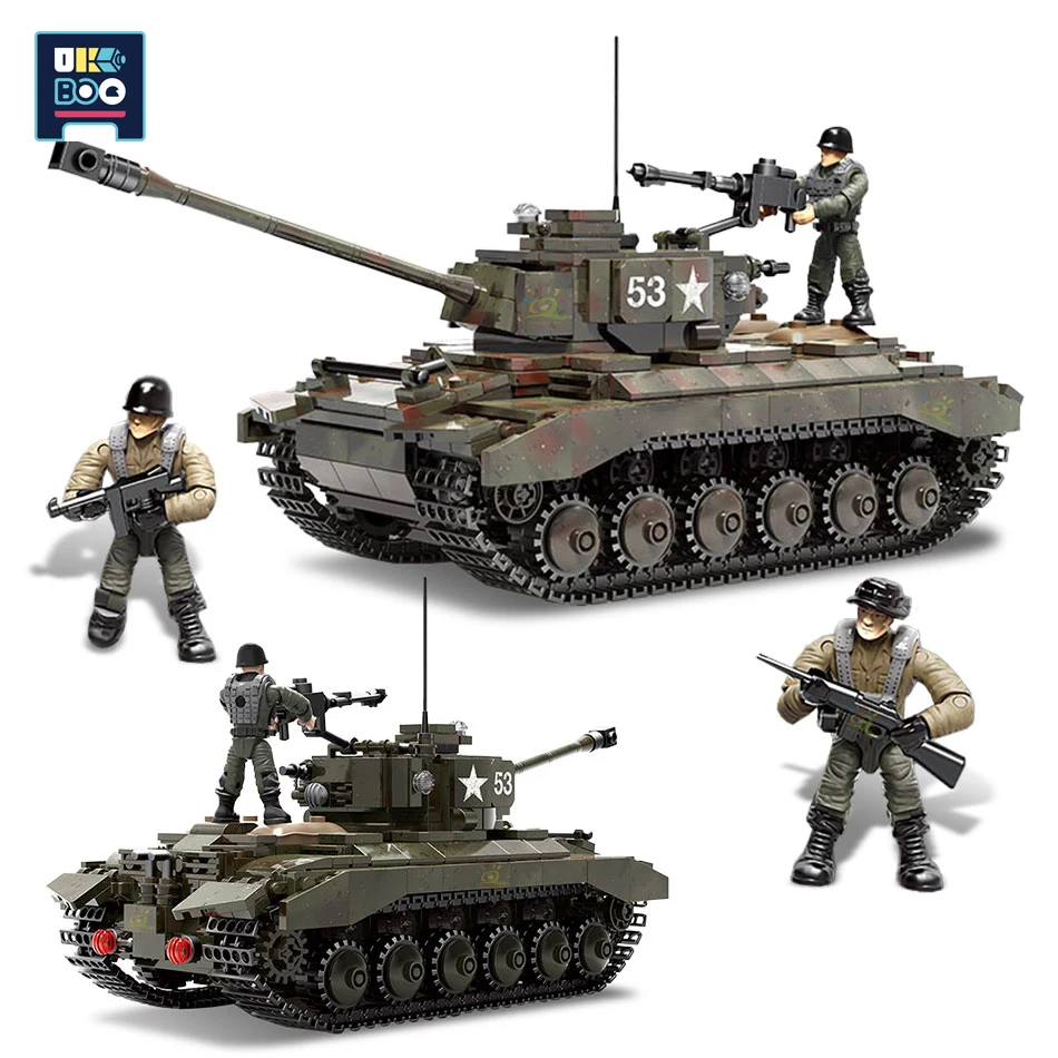 

938 шт. M26 военные Першинг Panzer тяжелый танк строительные блоки модель игрушки армии WW2 город Солдат Цифры кирпичи для детей
