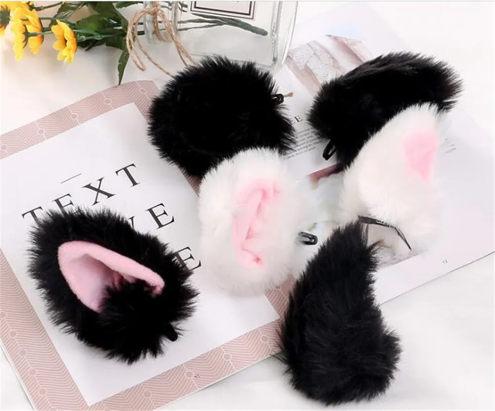 Вечерние длинные меховые заколки кошачьи ушки для косплея кота лисы аниме