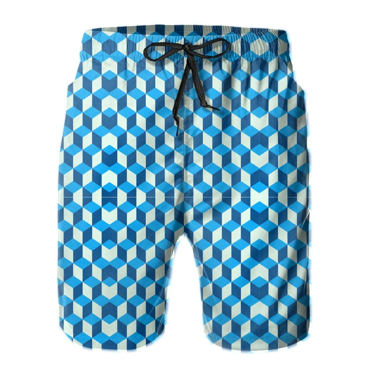 

3D Cubes Background Men's Beach Shorts Graphic Funny R333 Tshirt Eur Size