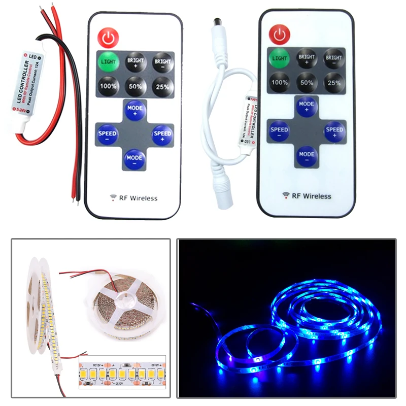 1 шт. Мини светодиодный световой диммер Беспроводной пульт дистанционного
