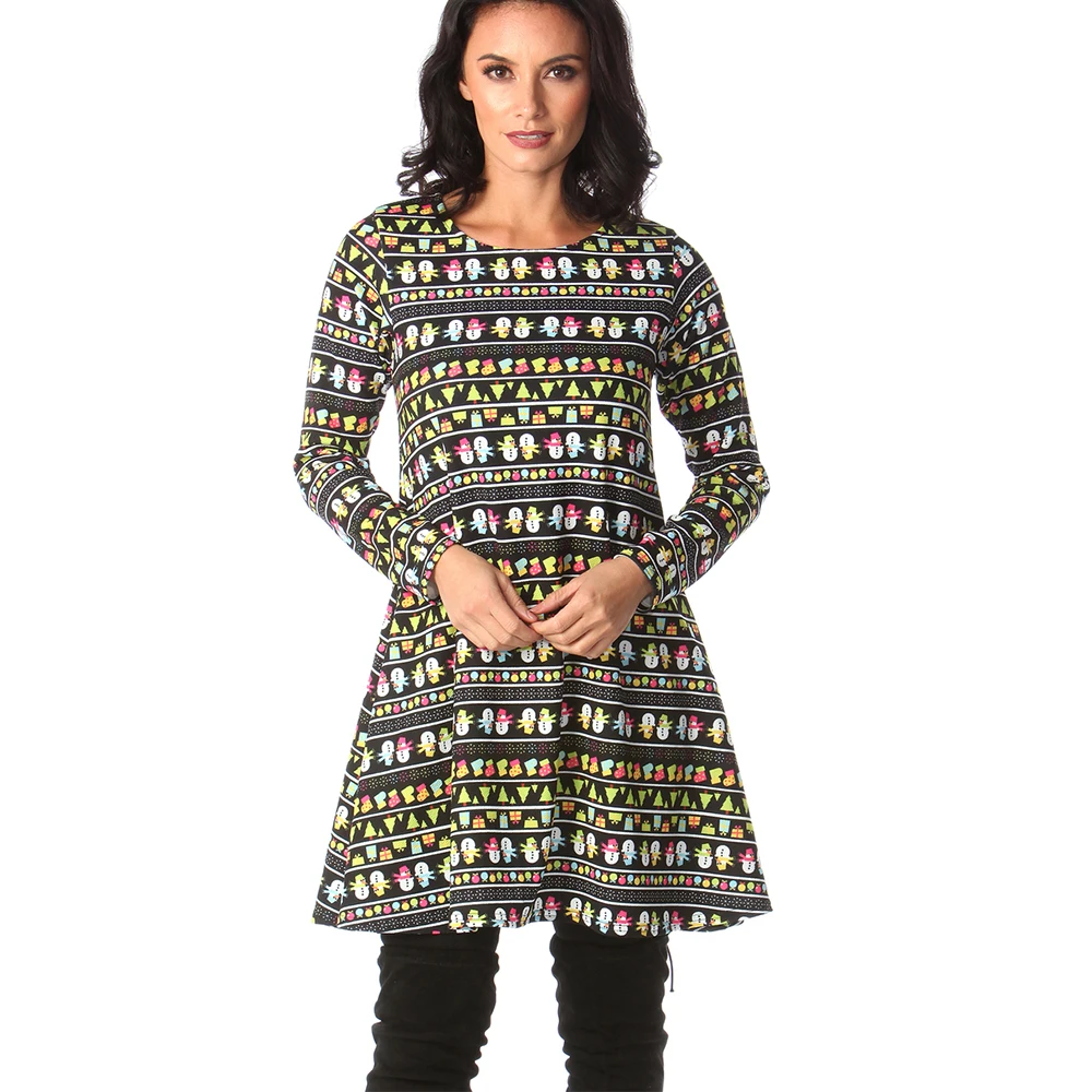 S-5XL размера плюс рождественское платье с длинным рукавом новогоднее Осеннее