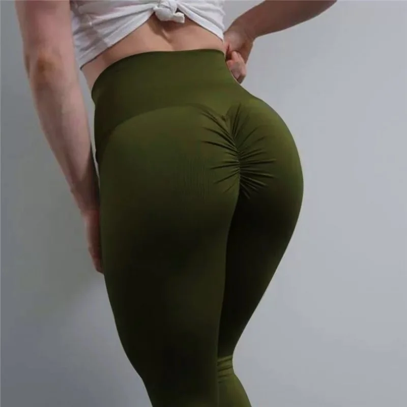 

2021 Legging Women's Stretchy High Waist Back Ruched Butt Lift Pants Hip Push up Workout Stretch Capris Deporte Mujer wy*